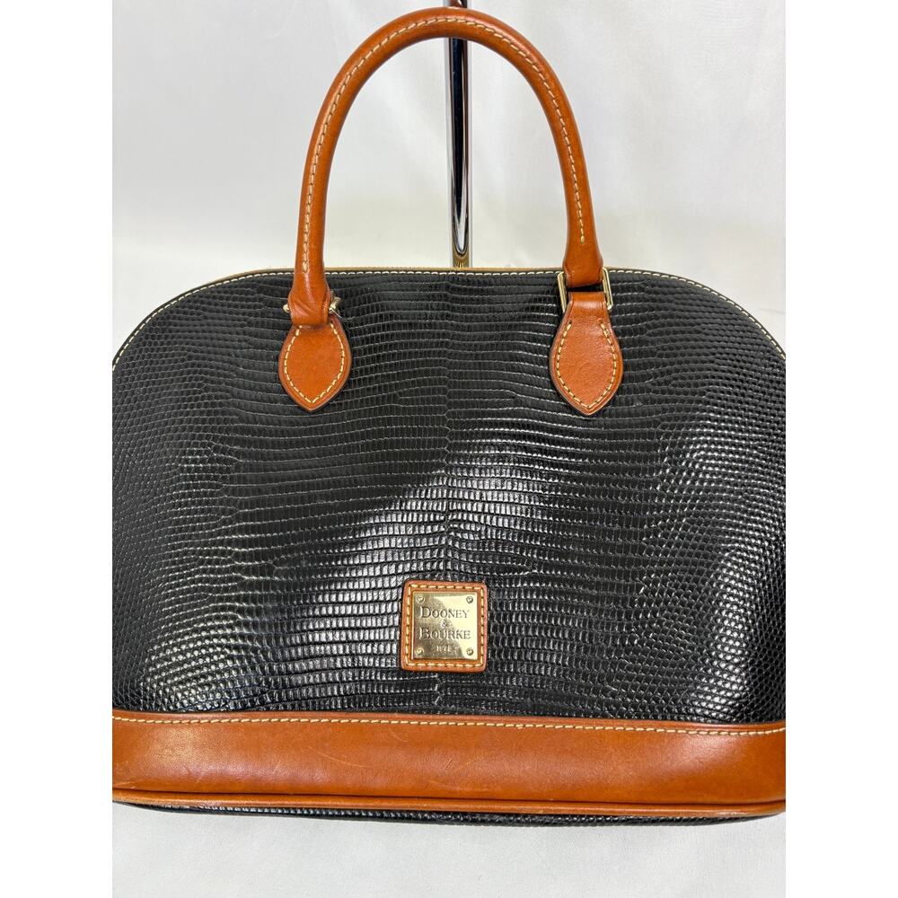 Dooney & Bourke Zip Zip embossed leather handbag in black lizzard